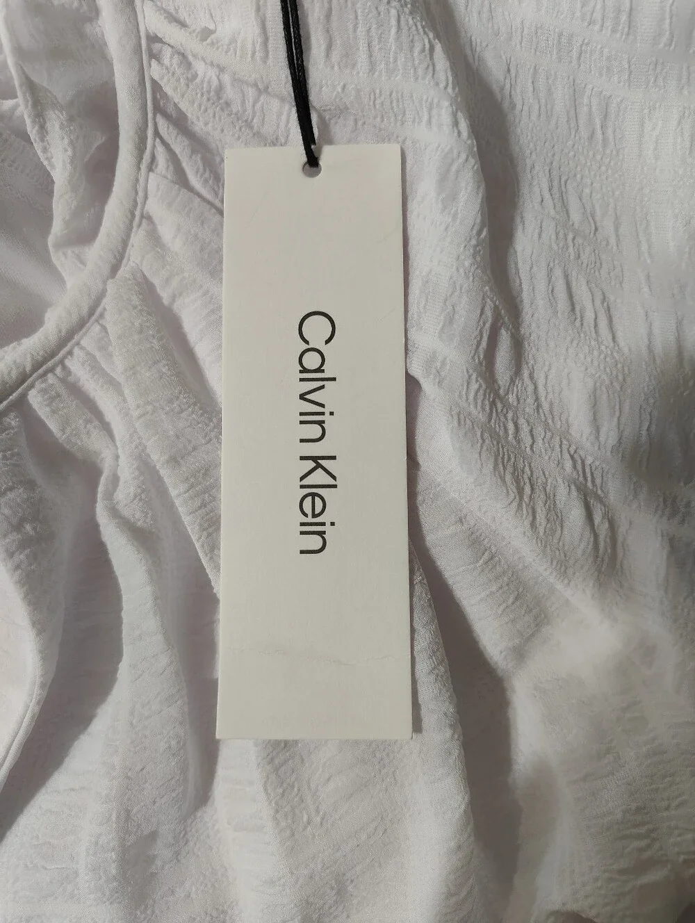 Calvin Klein White Tiered Ruffle Hem Dress NWT Size 12