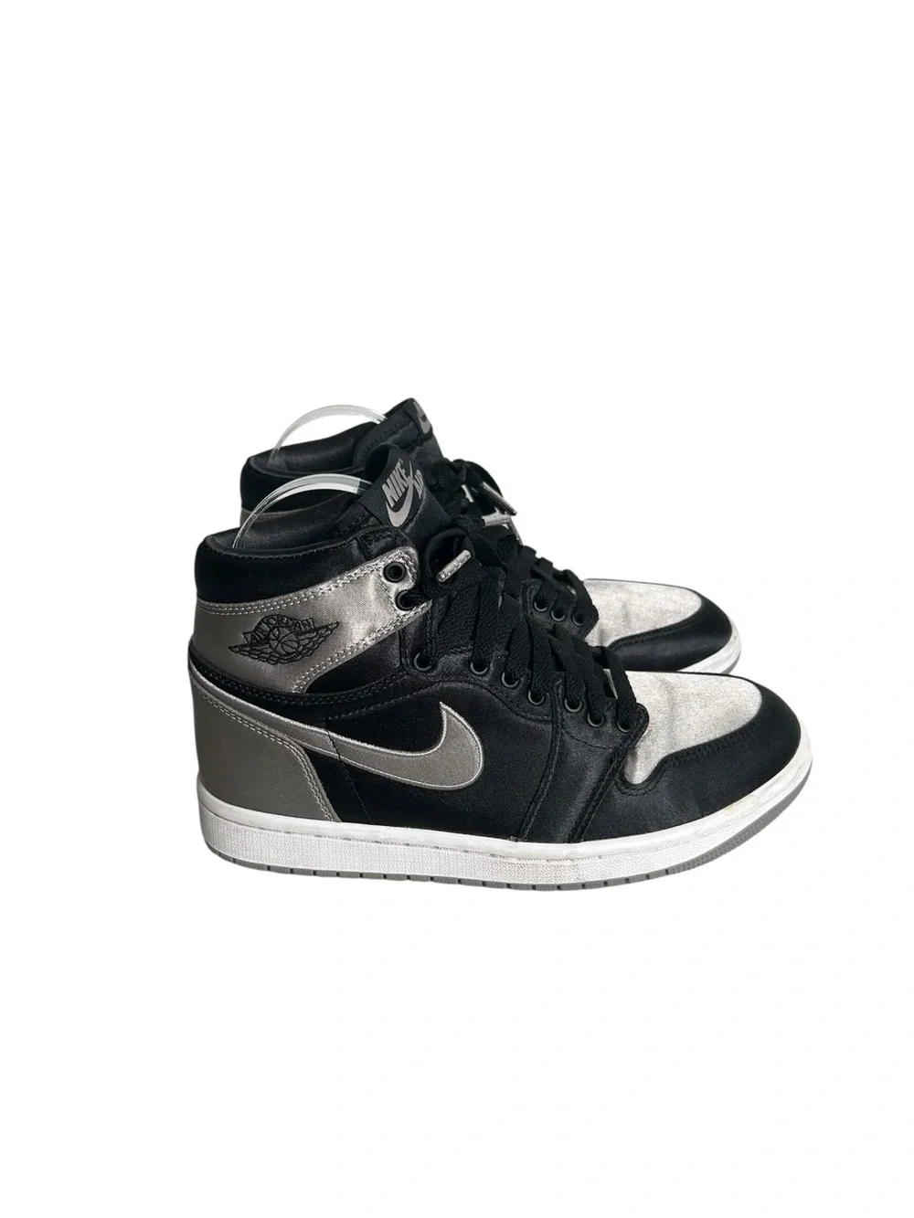 Air Jordan 1 Retro High OG Satin Shadow Black Silver Sneakers Women’s Size 7