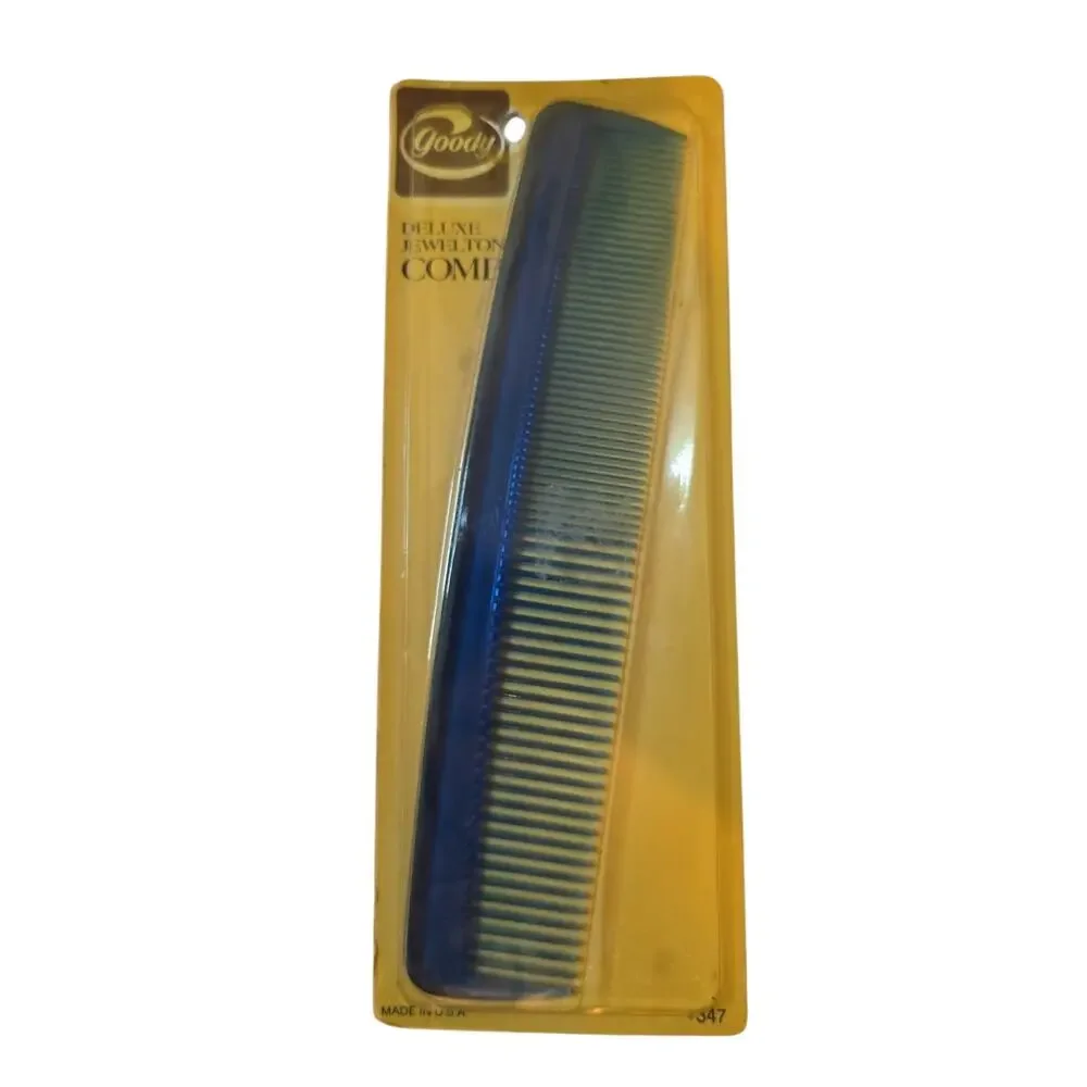 Vintage Goody Deluxe JewelTone Comb NOS Blue Hair Styling New on Card 9