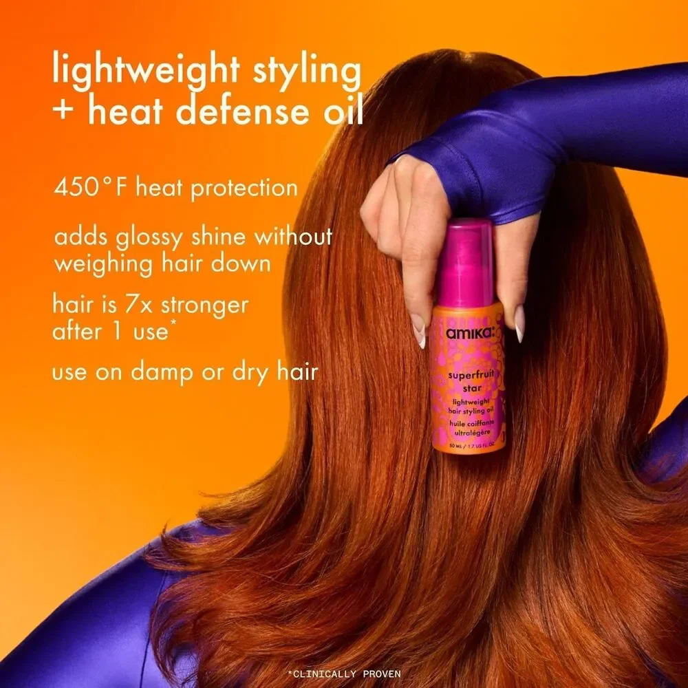 amika Superfruit Star Lightweight Hair Styling Heat Defense Oil All Hair 0.67oz