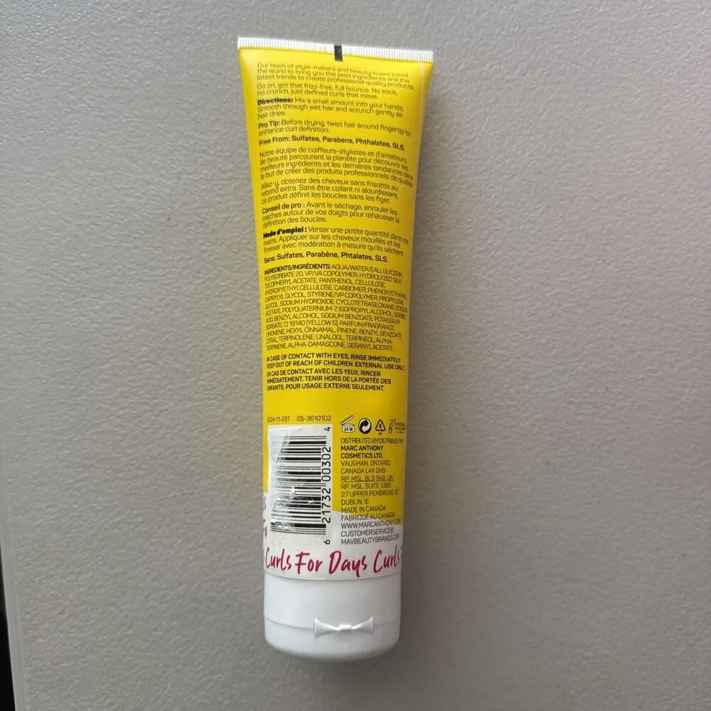 Marc Anthony Curl Defining Hair Styling Lotion Curly Hair Strictly Shine 8.3oz
