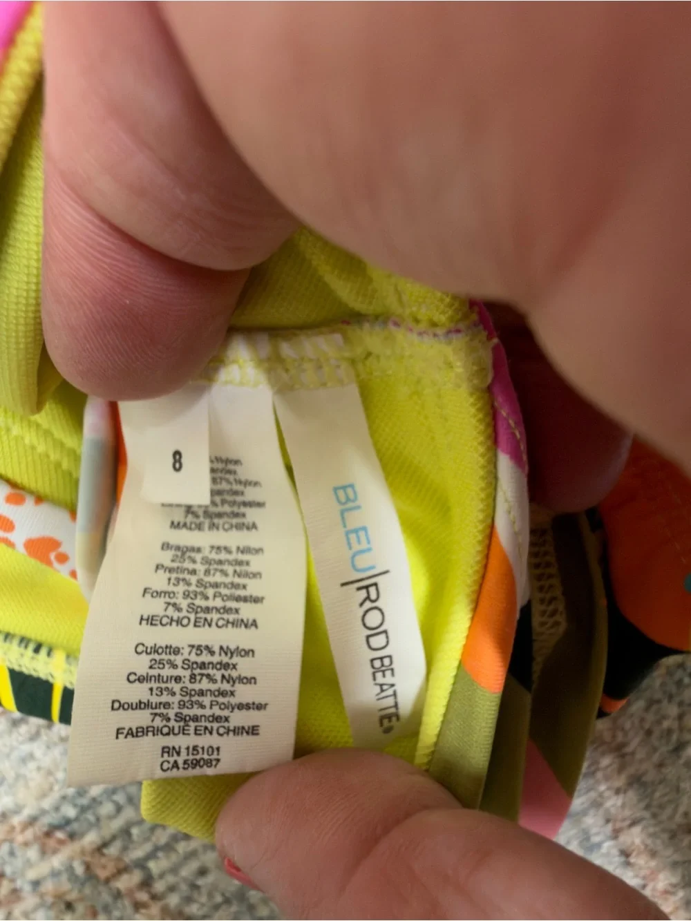 Bleu Rod Beattie Multi-Color Tropical Print Tankini size 8D/8
