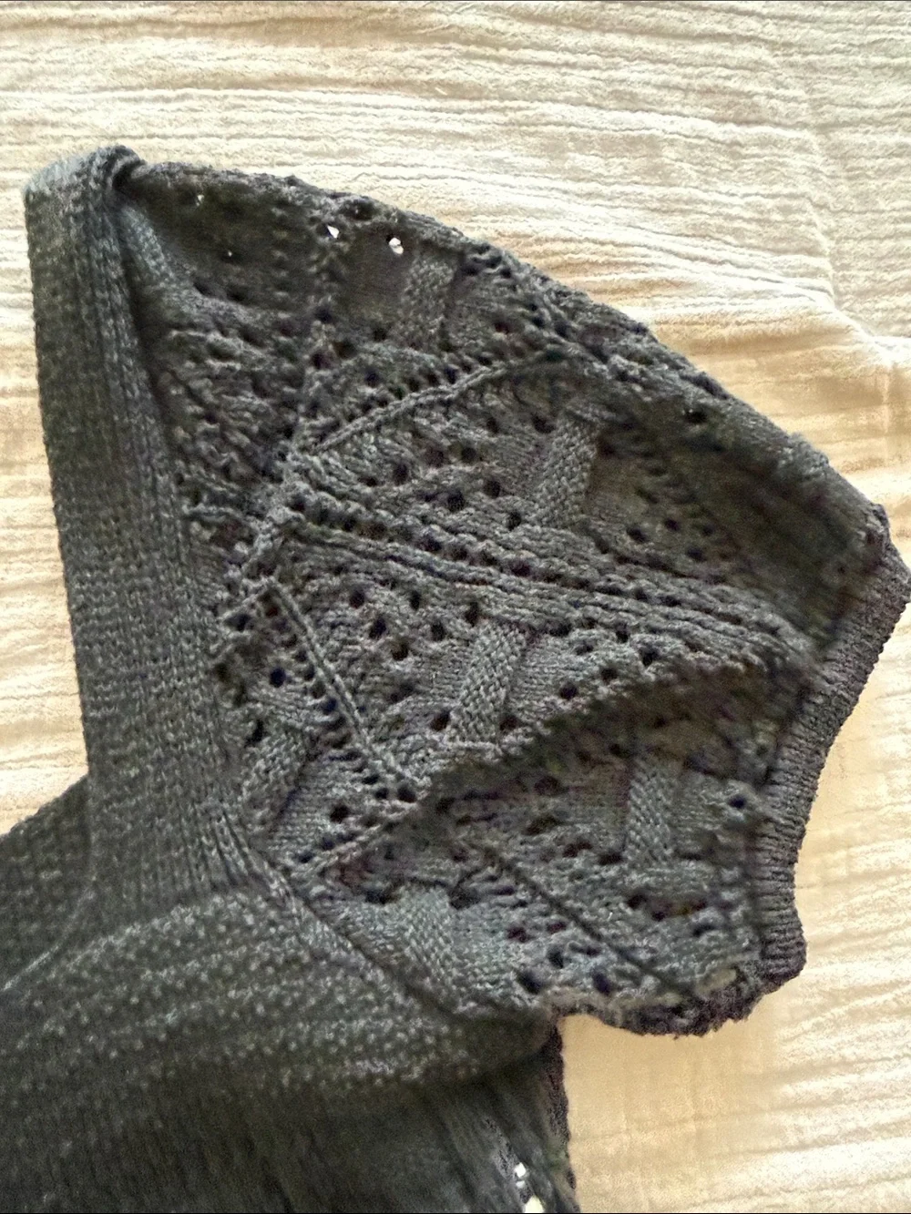 ZARA Black Crochet Square-Neck Crop Top with Puff Sleeves