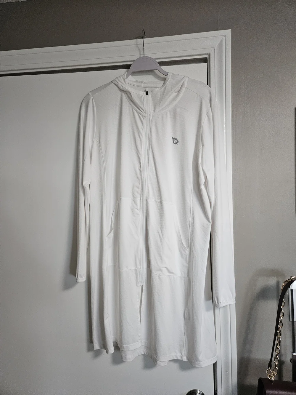 Baleaf White Women's Zip Swim Coverup with Hood