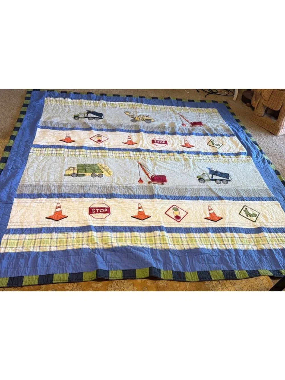 Pem America Trucks At Work Comforter  & Shams — Twin