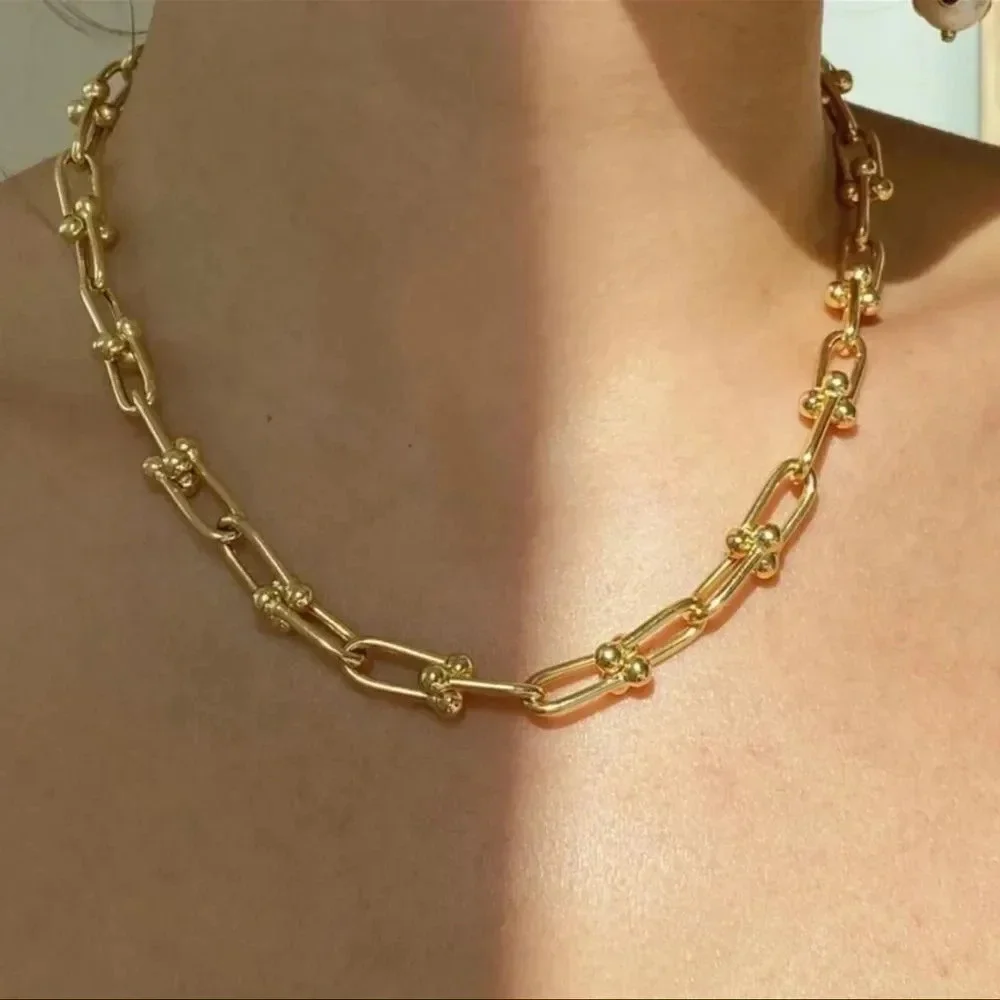Hardware Graduated Link 18K Gold STAINLESS STEEL Waterproof Necklace