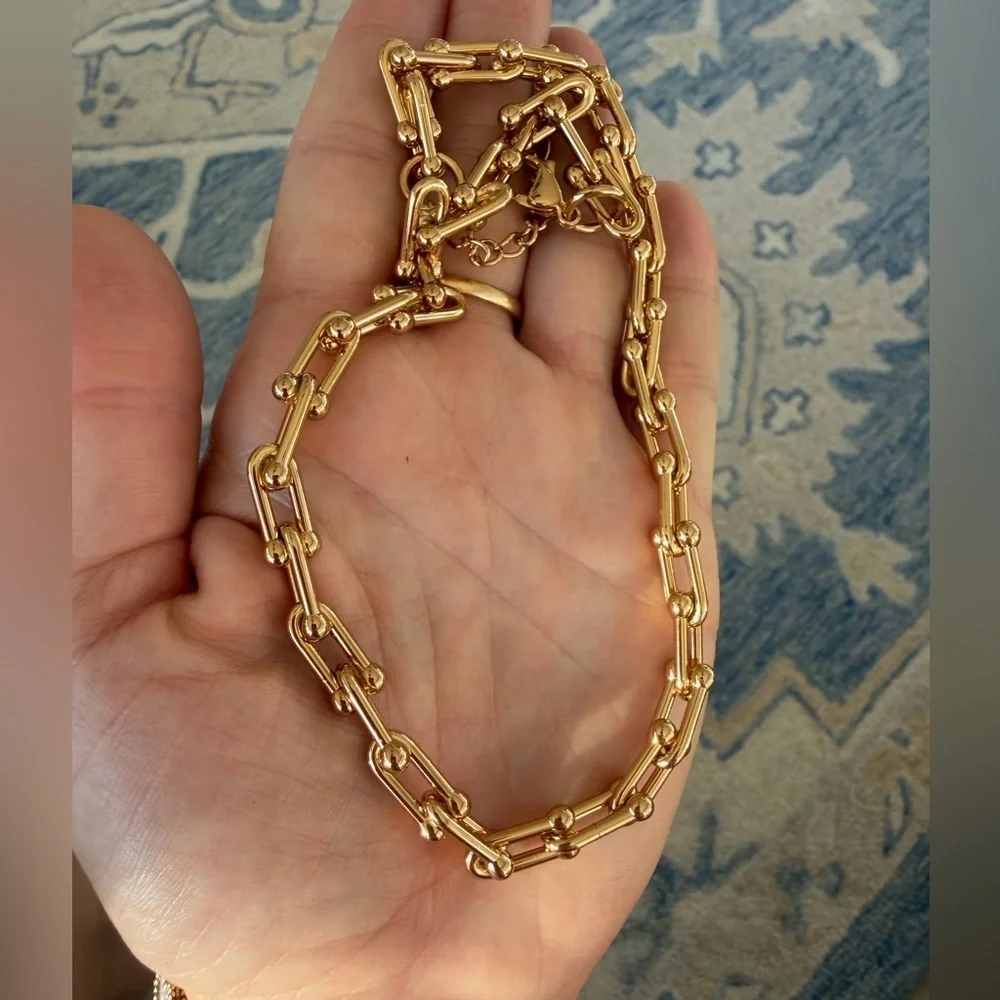Hardware Graduated Link 18K Gold STAINLESS STEEL Waterproof Necklace