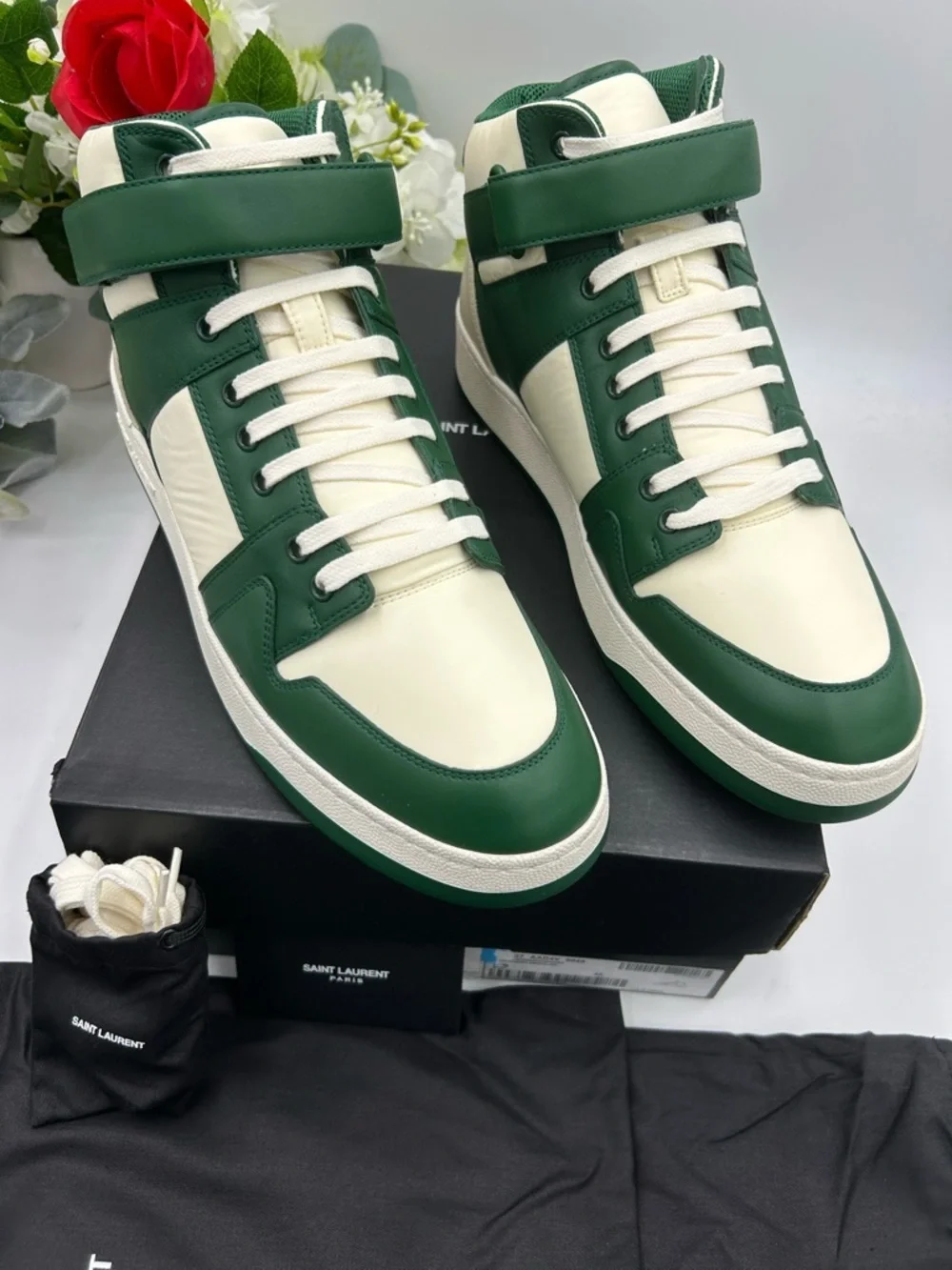 Men's Saint Laurent LAX leather high top sneakers size 46/13 US made in Italy