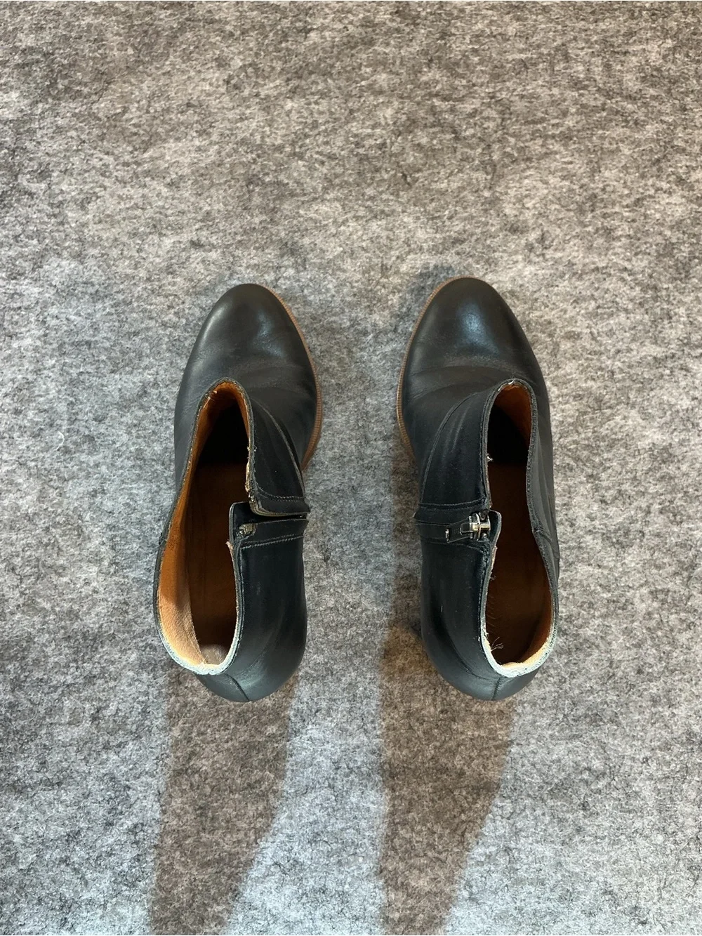 Madewell Black Leather Ankle Boots - Classic Zip Chelsea Style Size 9