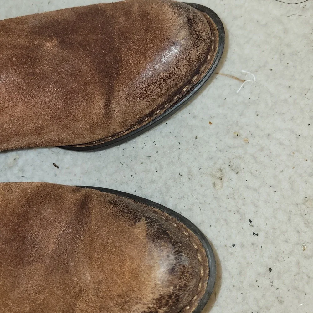 Born Brown Distressed Suede Chelsea Ankle Boots Women 7.5M Western‎ Boho Booties