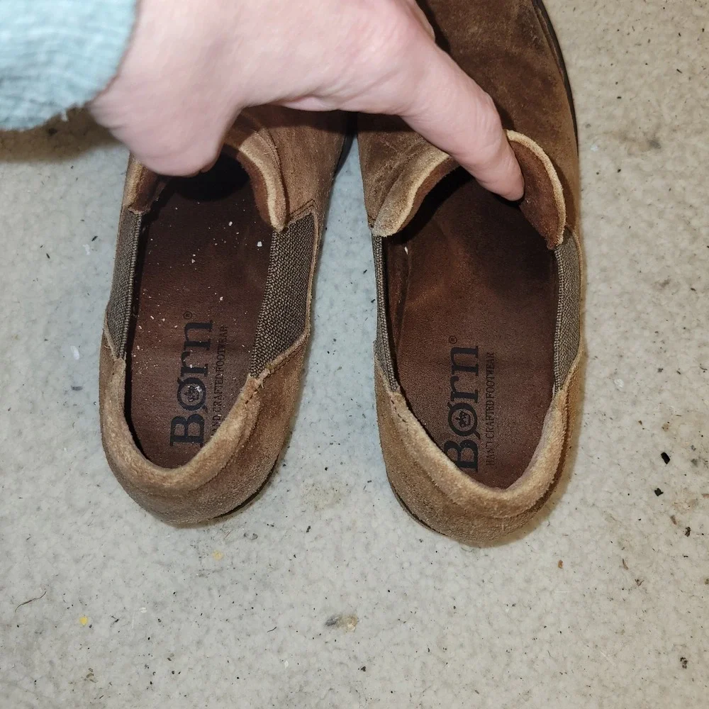 Born Brown Distressed Suede Chelsea Ankle Boots Women 7.5M Western‎ Boho Booties