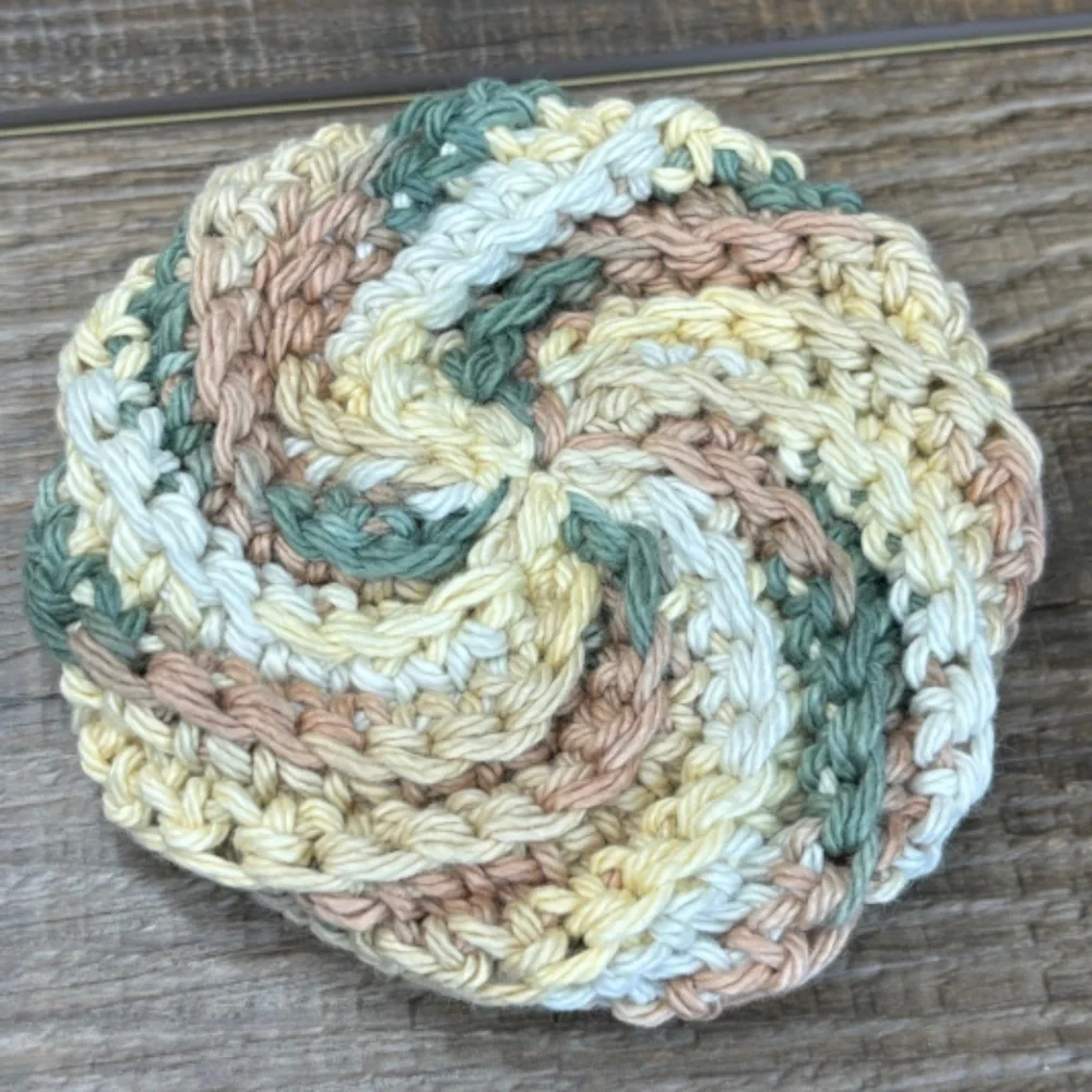 Handcrafted‎ Crochet Spiral Tawashi and Face Round Scrubbies Set Cotton Yarn