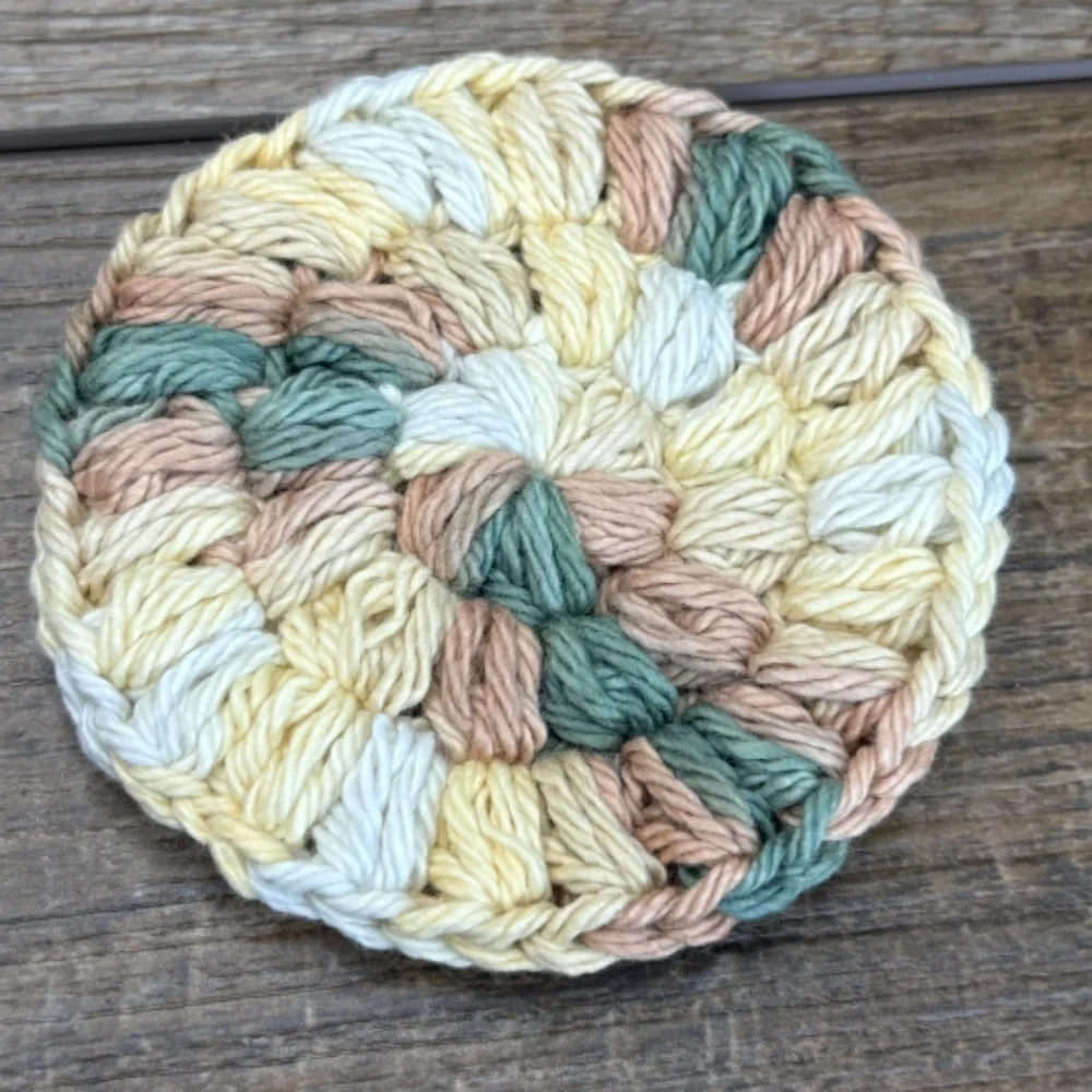 Handcrafted‎ Crochet Spiral Tawashi and Face Round Scrubbies Set Cotton Yarn