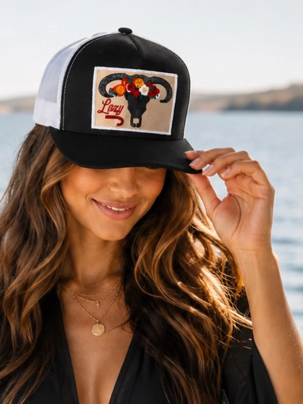 Lazy J Ranch Wear Floral Longhorn Trucker Hat, Yuppong Snapback Western Cap