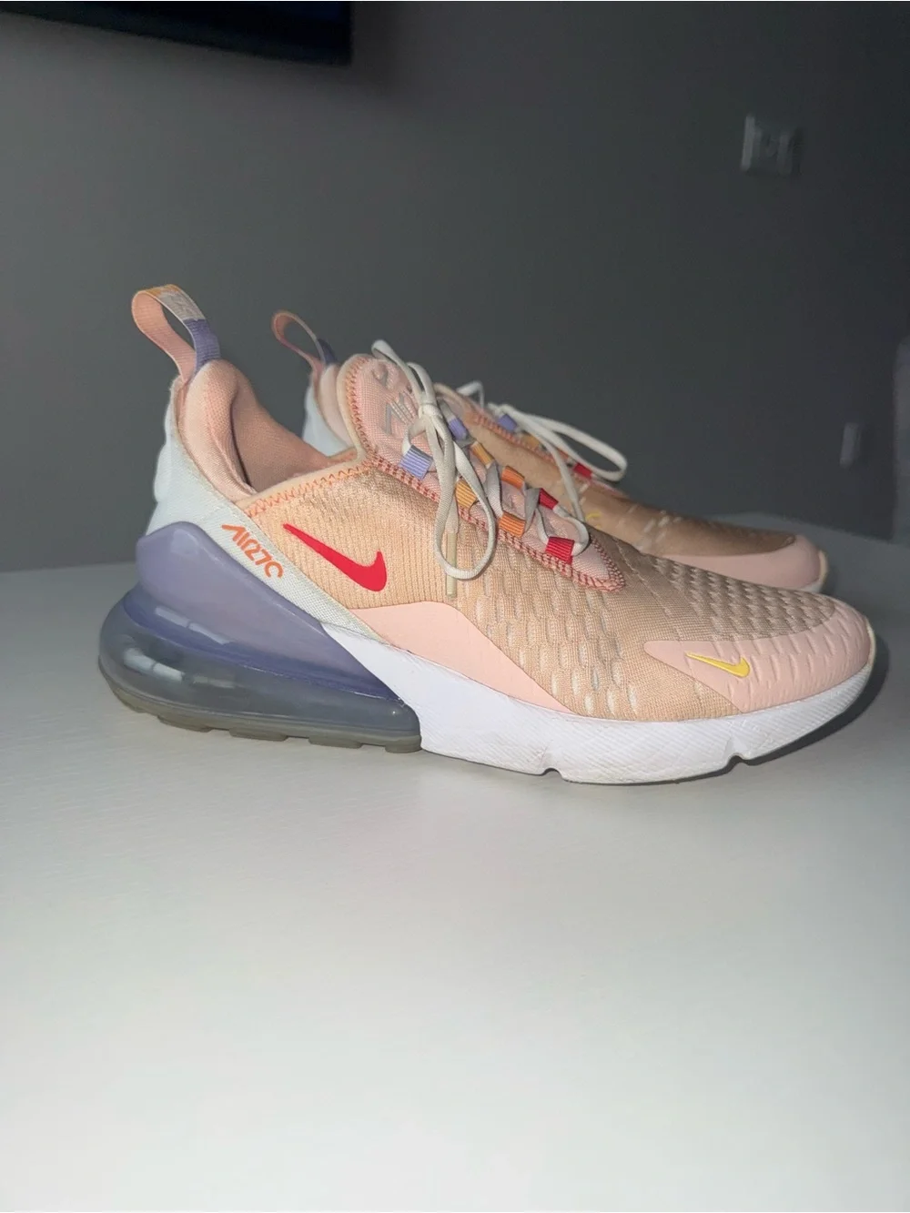Nike Women’s Pink Peach Air Max 270 React Athletic Sneakers
