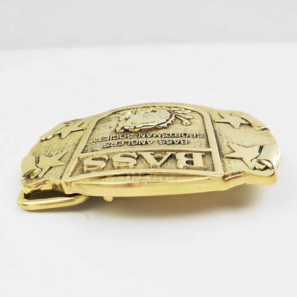 BASS Anglers Sportsman Society Fishing Belt Buckle Solid Brass