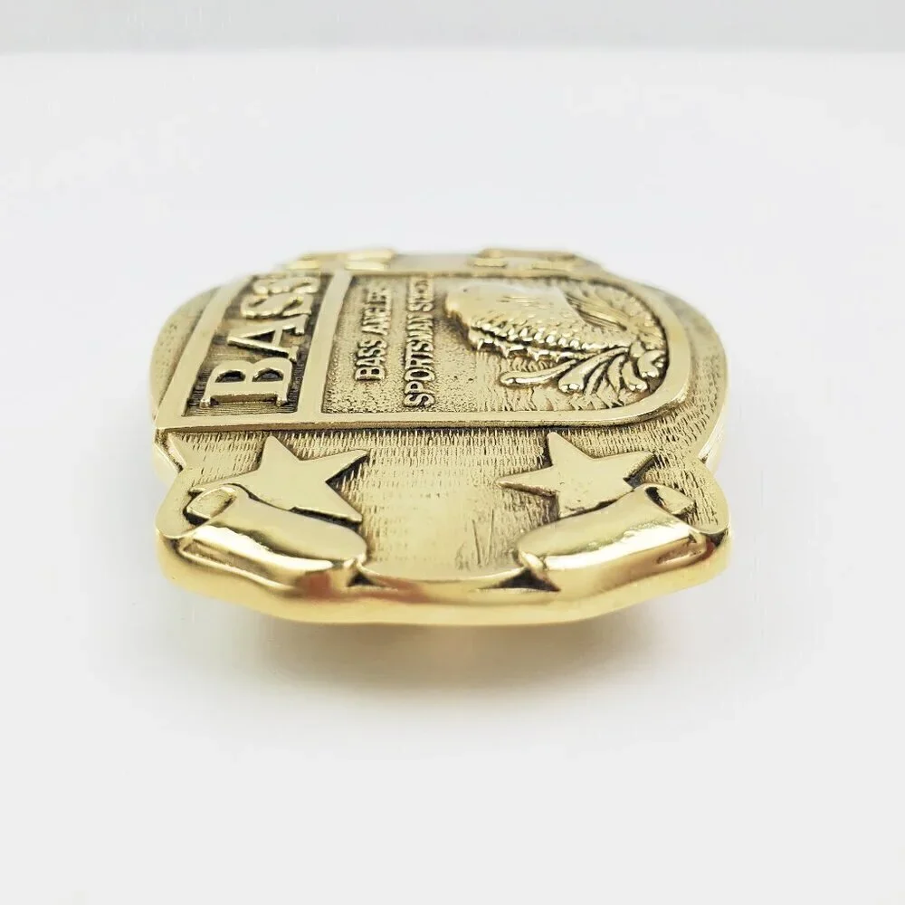 BASS Anglers Sportsman Society Fishing Belt Buckle Solid Brass