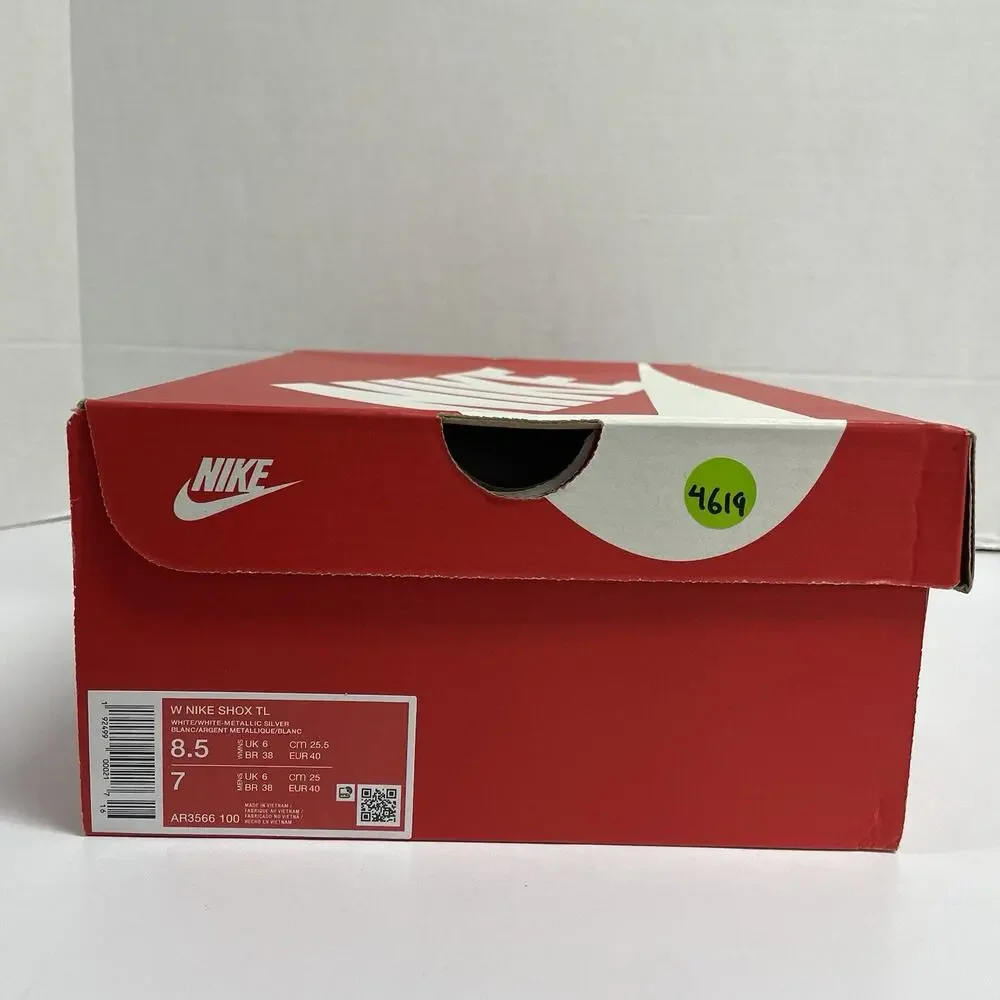 Nike Wmns Shox TL White Silver 2023 AR3566 100 Size 8.5 Women Vintage Yellowing