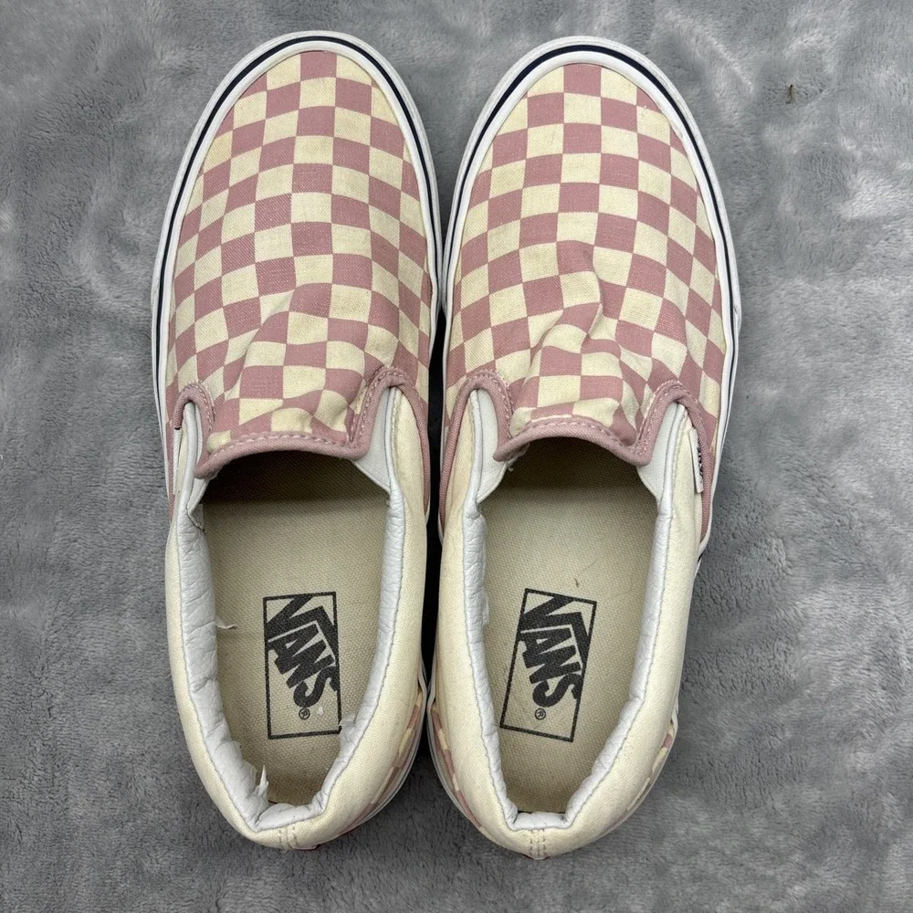 Vans Checkerboard Slip-On Classic Sneakers  Dusty Pink Men 8 Women 9.5 See Pics