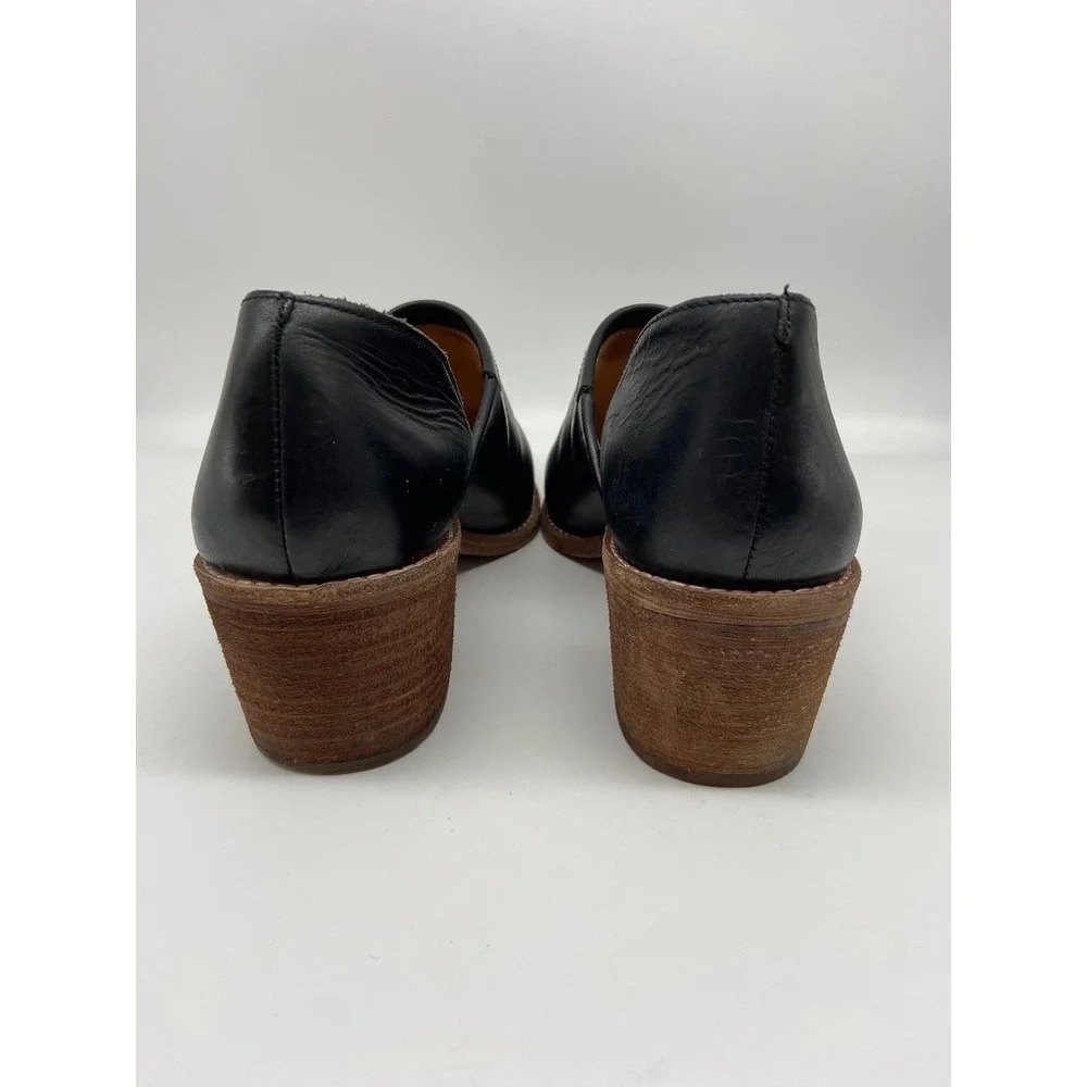 Madewell Bootie 9.5 The Brady Low-Cut Black Leather Pointed Block‎ Heel K4979
