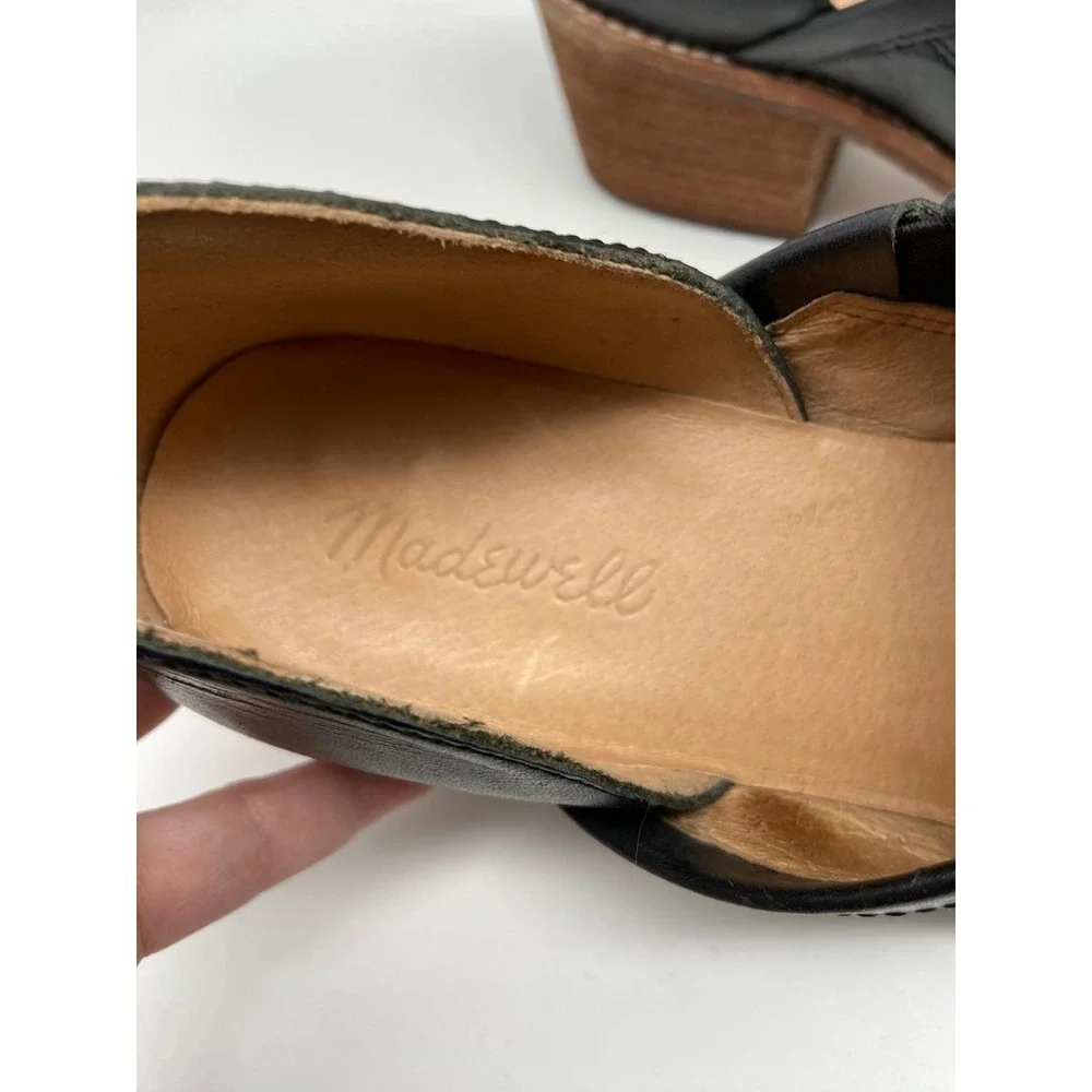 Madewell Bootie 9.5 The Brady Low-Cut Black Leather Pointed Block‎ Heel K4979