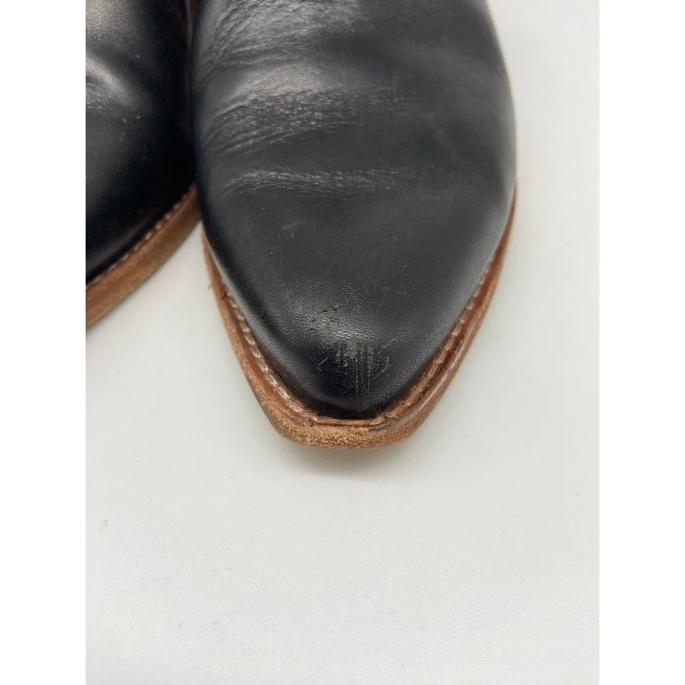 Madewell Bootie 9.5 The Brady Low-Cut Black Leather Pointed Block‎ Heel K4979