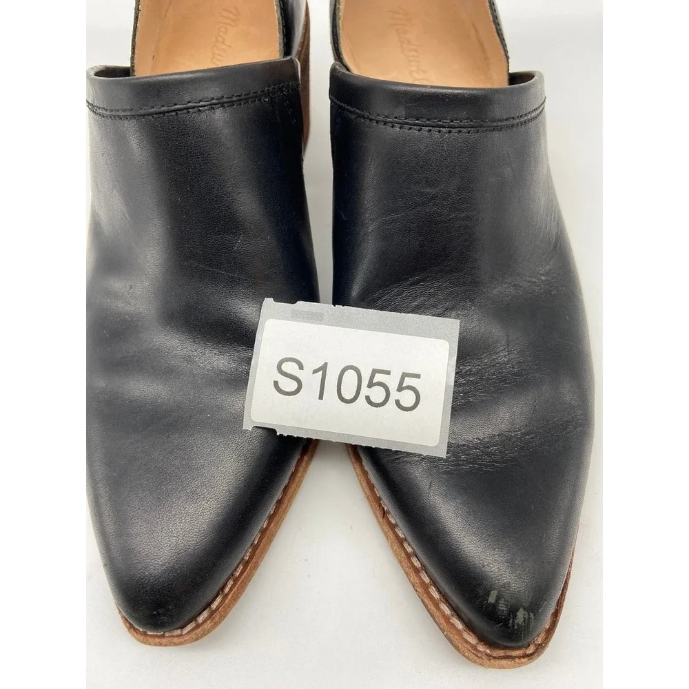 Madewell Bootie 9.5 The Brady Low-Cut Black Leather Pointed Block‎ Heel K4979