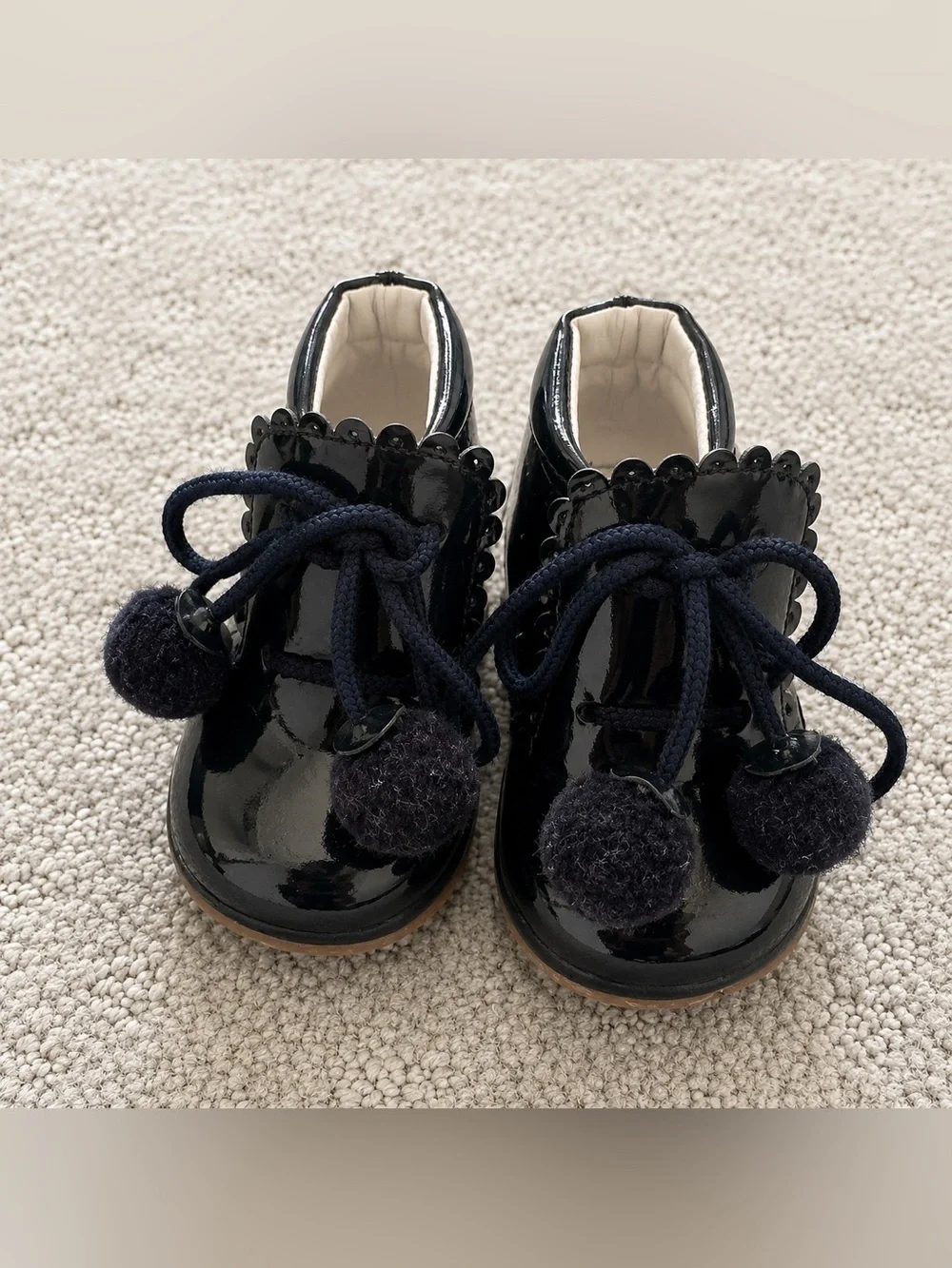 Girls Patent Leather Pom Pom Party Shoes Bridesmaid Dress Shoes UK 3 Infant
