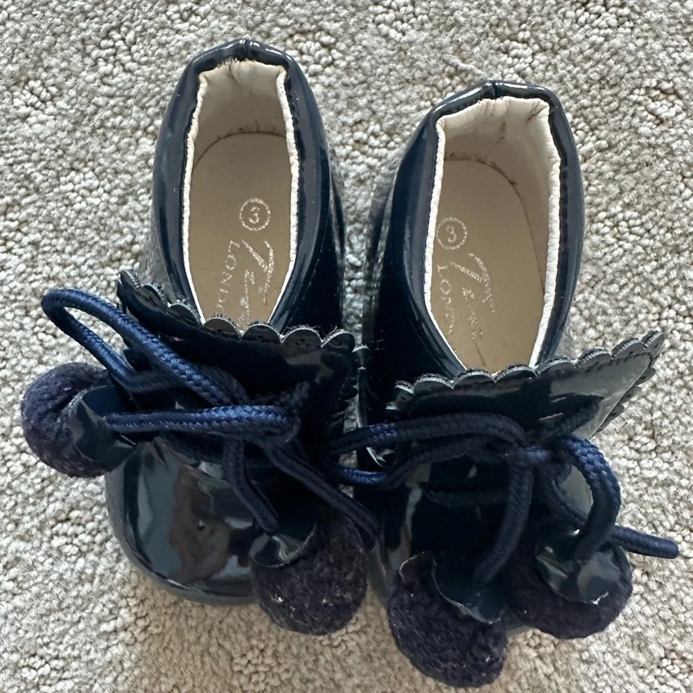Girls Patent Leather Pom Pom Party Shoes Bridesmaid Dress Shoes UK 3 Infant