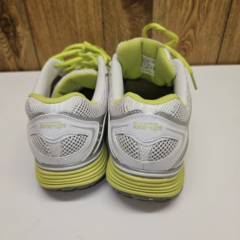 Skechers Tone Ups Shoes Womens Size 10 White Lime Resalyte Walking Athletic Mesh