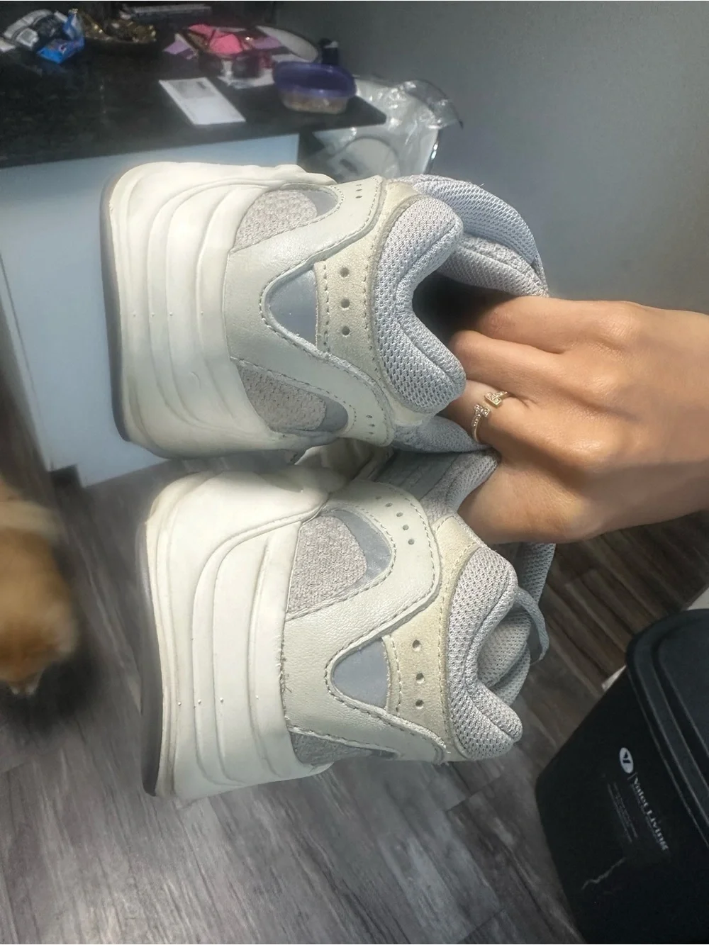 Yeezy Women's Tan/Gray Knit Sneakers