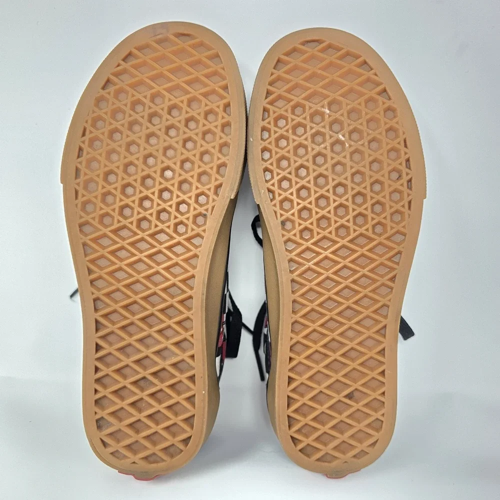 Vans Old Skool Platform Cherry Checkerboard Gum Sole Sneakers Womens 5.5 Black