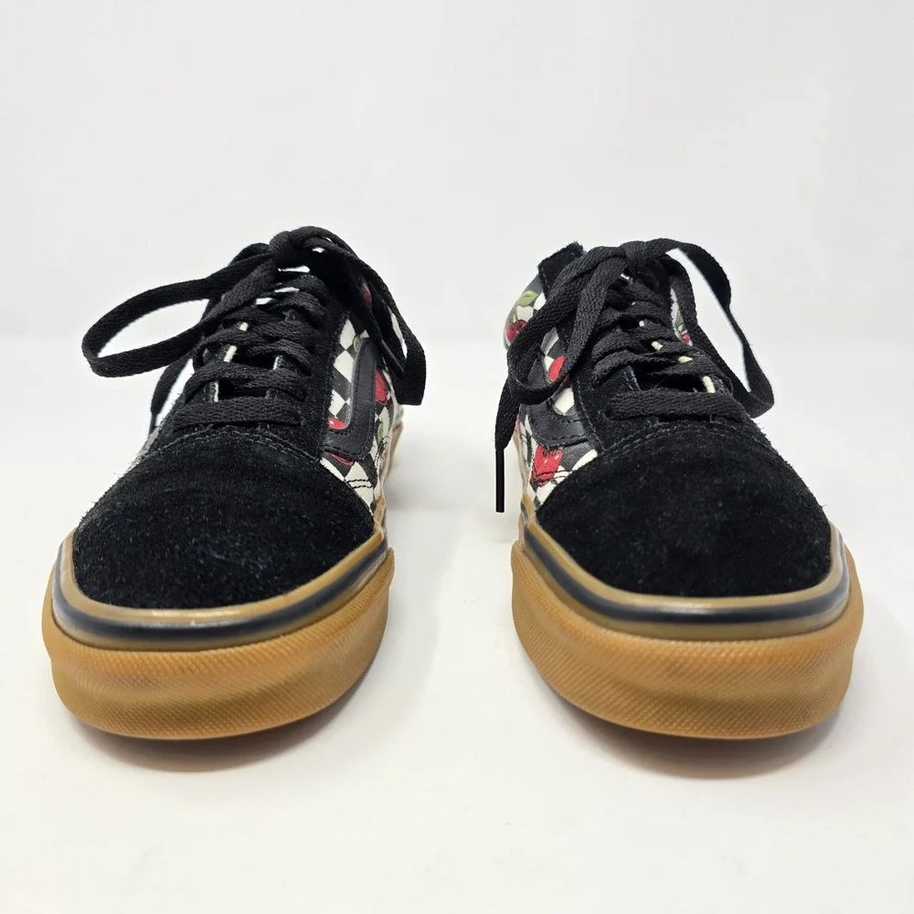 Vans Old Skool Platform Cherry Checkerboard Gum Sole Sneakers Womens 5.5 Black