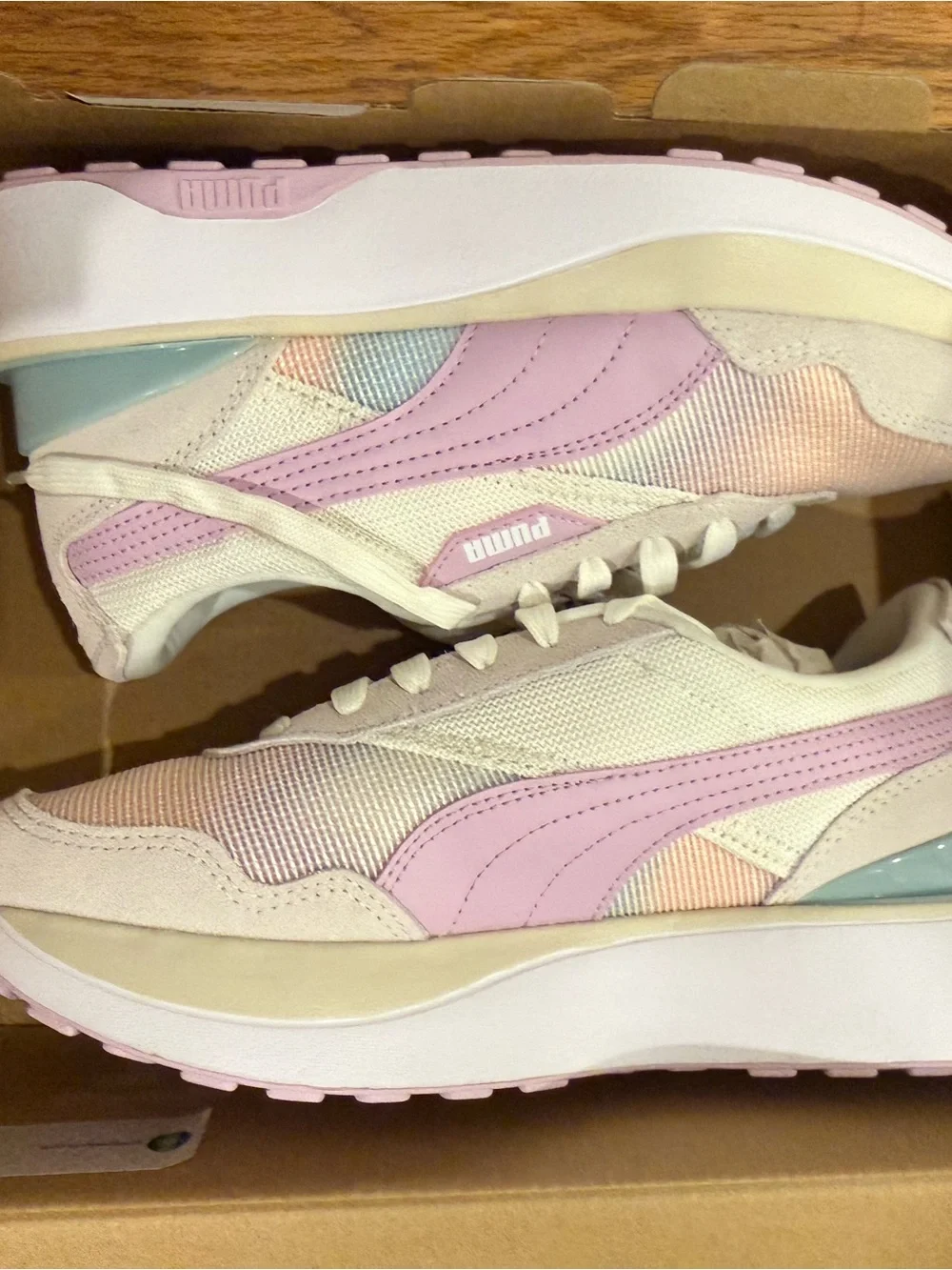 Puma Women's Pastel Multi Pink and Cream Sneakers