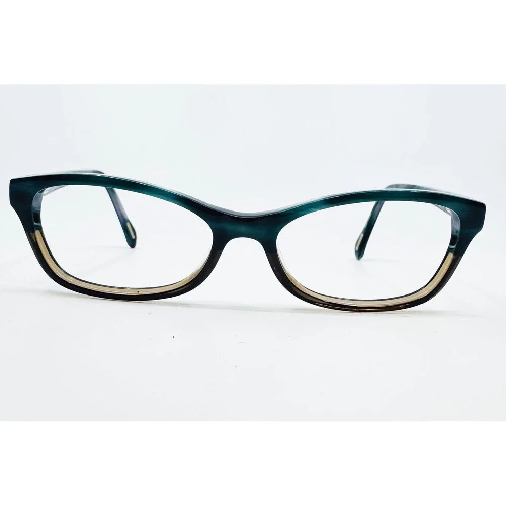 Fossil Corrin Eyeglasses Womens Teal Brown Cat Eye Frames RA5 135 52-16-135