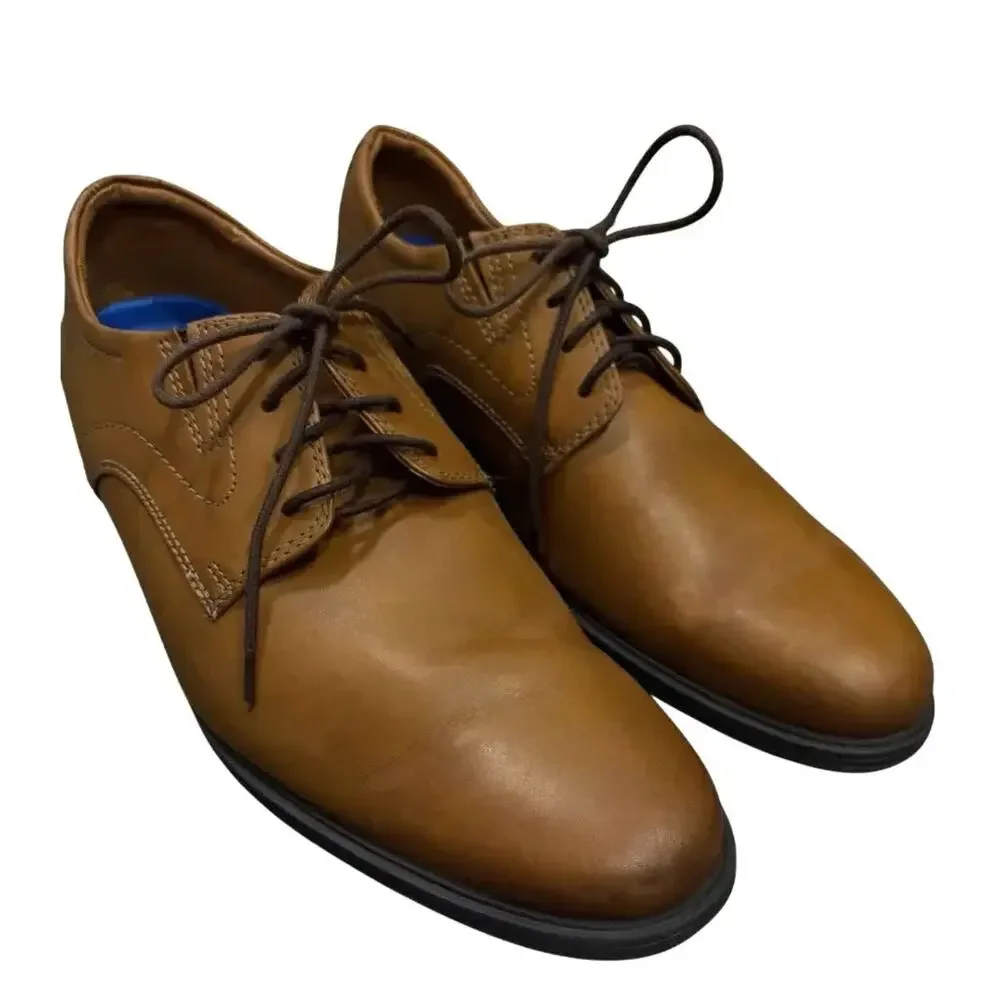 Clarks Tan Leather Plain Toe Derby Oxford
