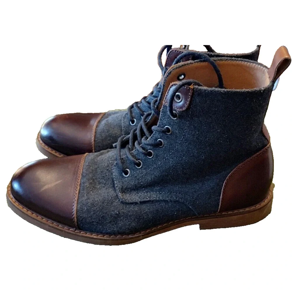 LA MILANO Men’s Stance II‎ Leather Boots in Cognac/Gray Size 9 EUC