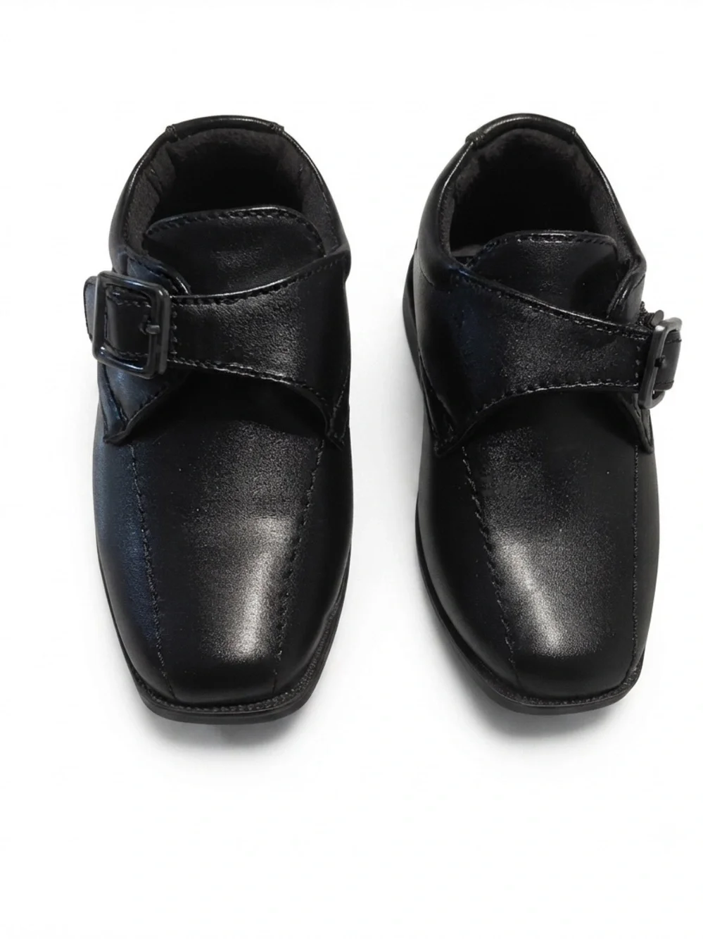 Classic Kids Dress Shoes with Buckle Strap - Black