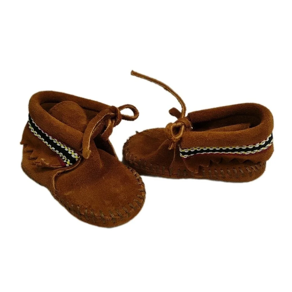 Minnetonka Infant Unisex Size‎ 1 Baby Moccasins Shoes Leather