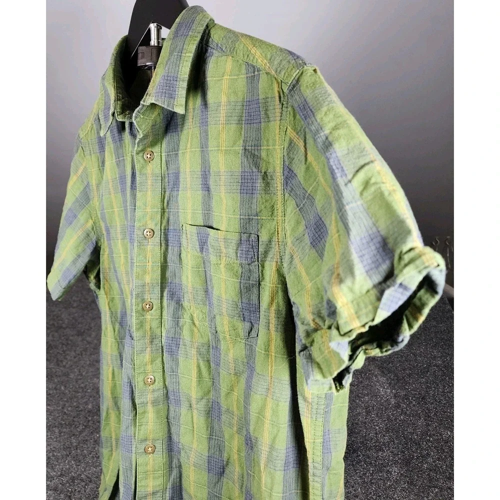 The North Face Green Baytrail Plaid Men's M Short Sleeve Button‎ Up Camp Shirt