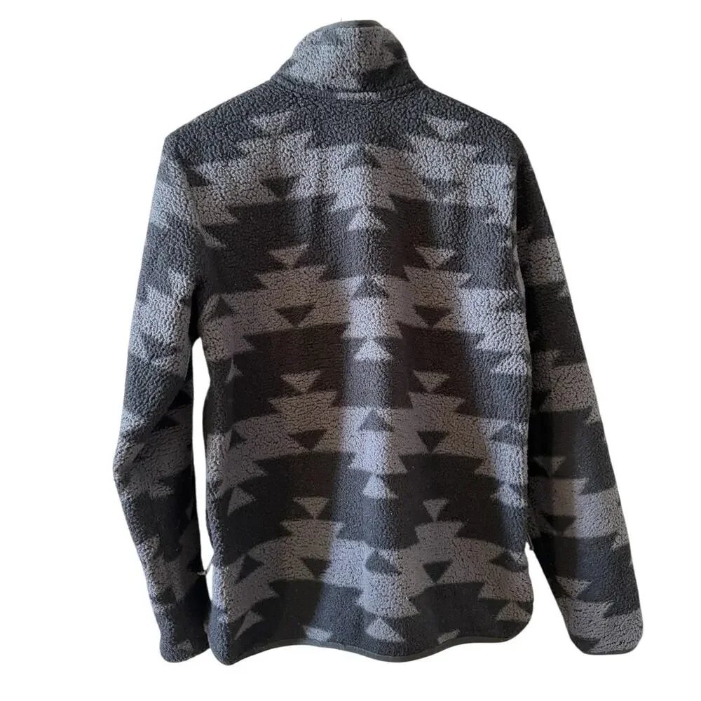 The North Face Campshire Half Zip Sherpa Jacket Gray Aztec Print M