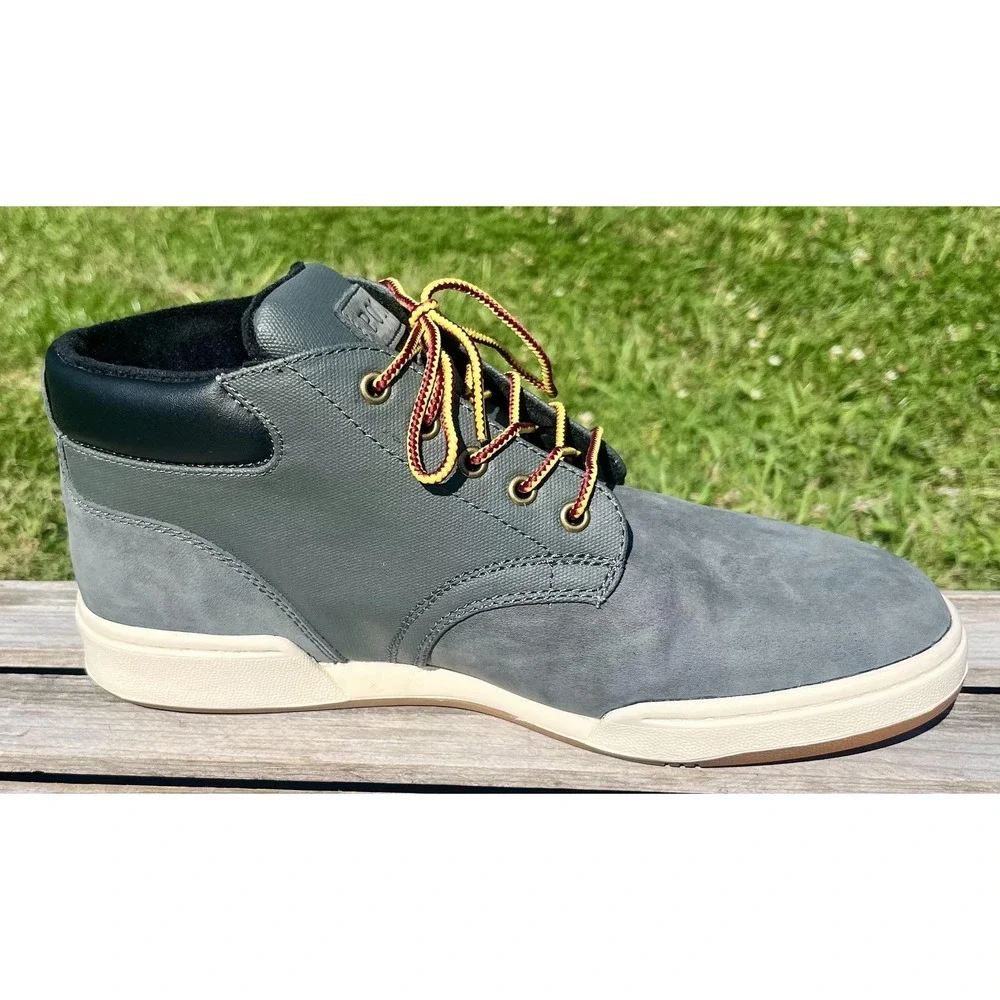 Polo Ralph Lauren Shoes Mens Size 9‎ Gray Sneaker Boot Leather Mid Top BO-LCB