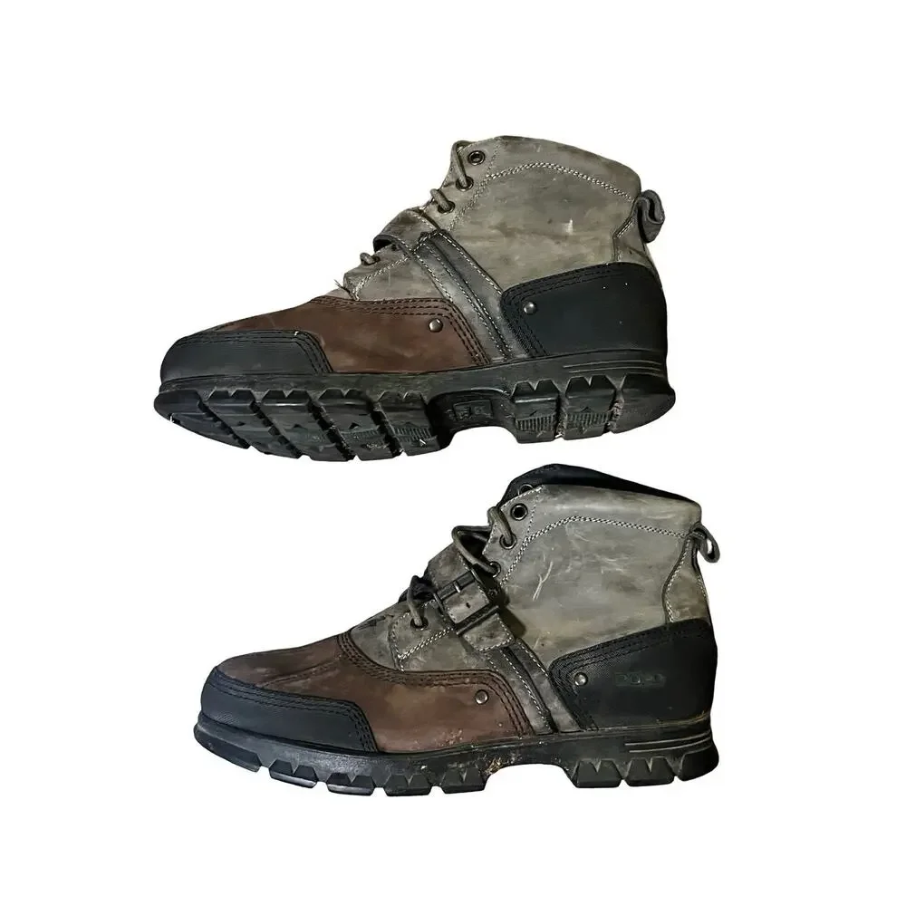 Polo Ralph Lauren Tyrek Boots Men 13D Brown Gray Oiled Leather Buckle Hiking