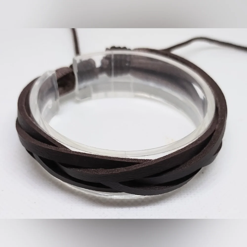 Men's Bracelet Leather Layered Brown New‎ f40