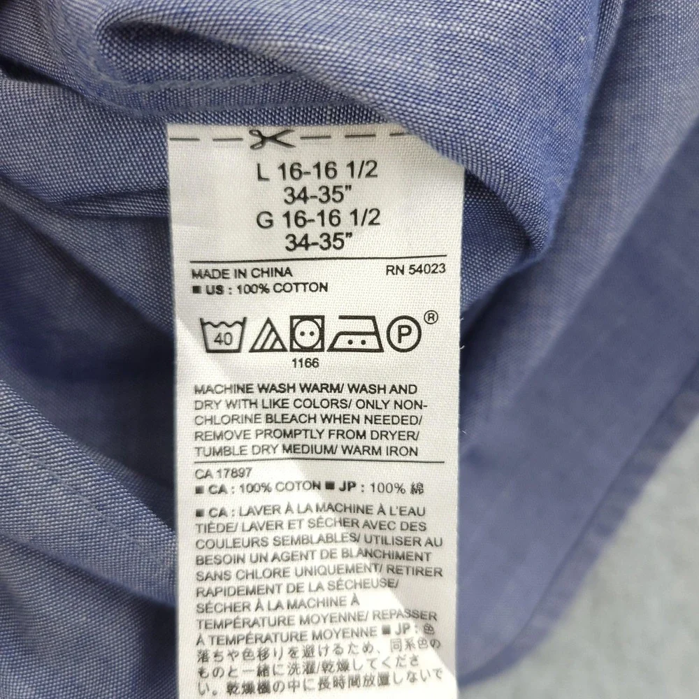 Banana Republic Dress Shirt Mens 16.5 34/35 Blue Regular Fit Non Iron Cotton
