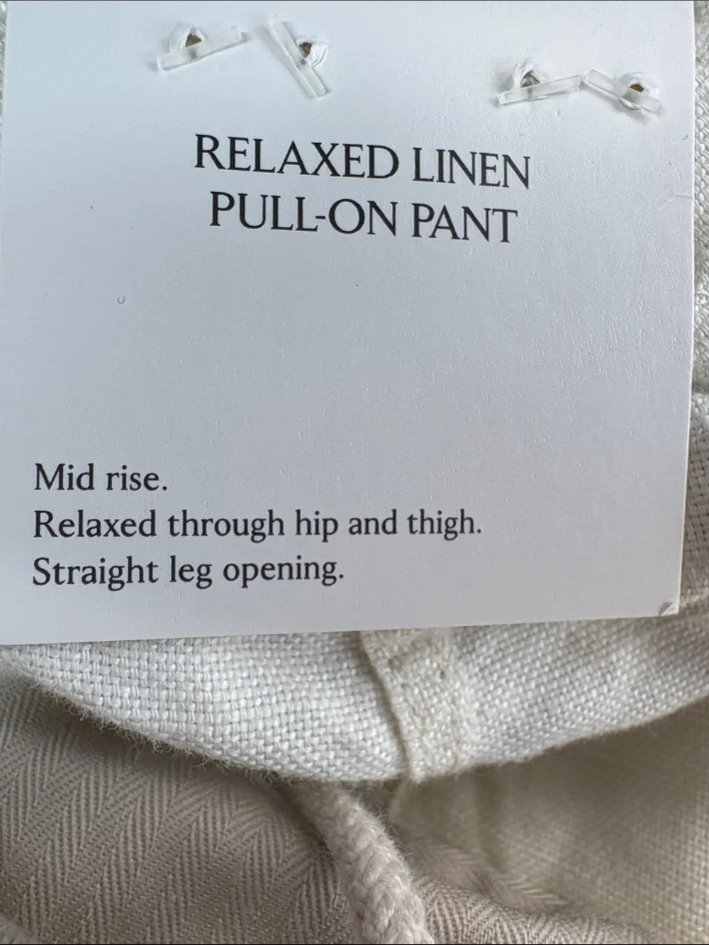 NWT Banana Republic Relaxed linen Cotton Pull on Beach Cream Pant Sz L