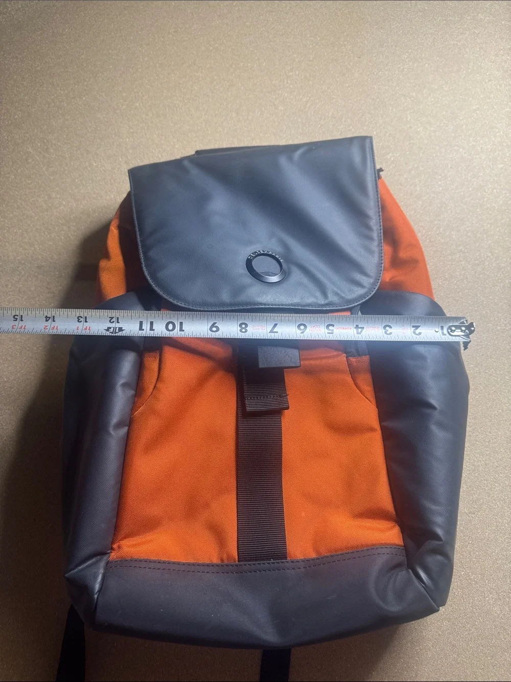 Delsey Orange Gray Tech Backpack Water Resistant Laptop Travel School‎ Bag FLAW.