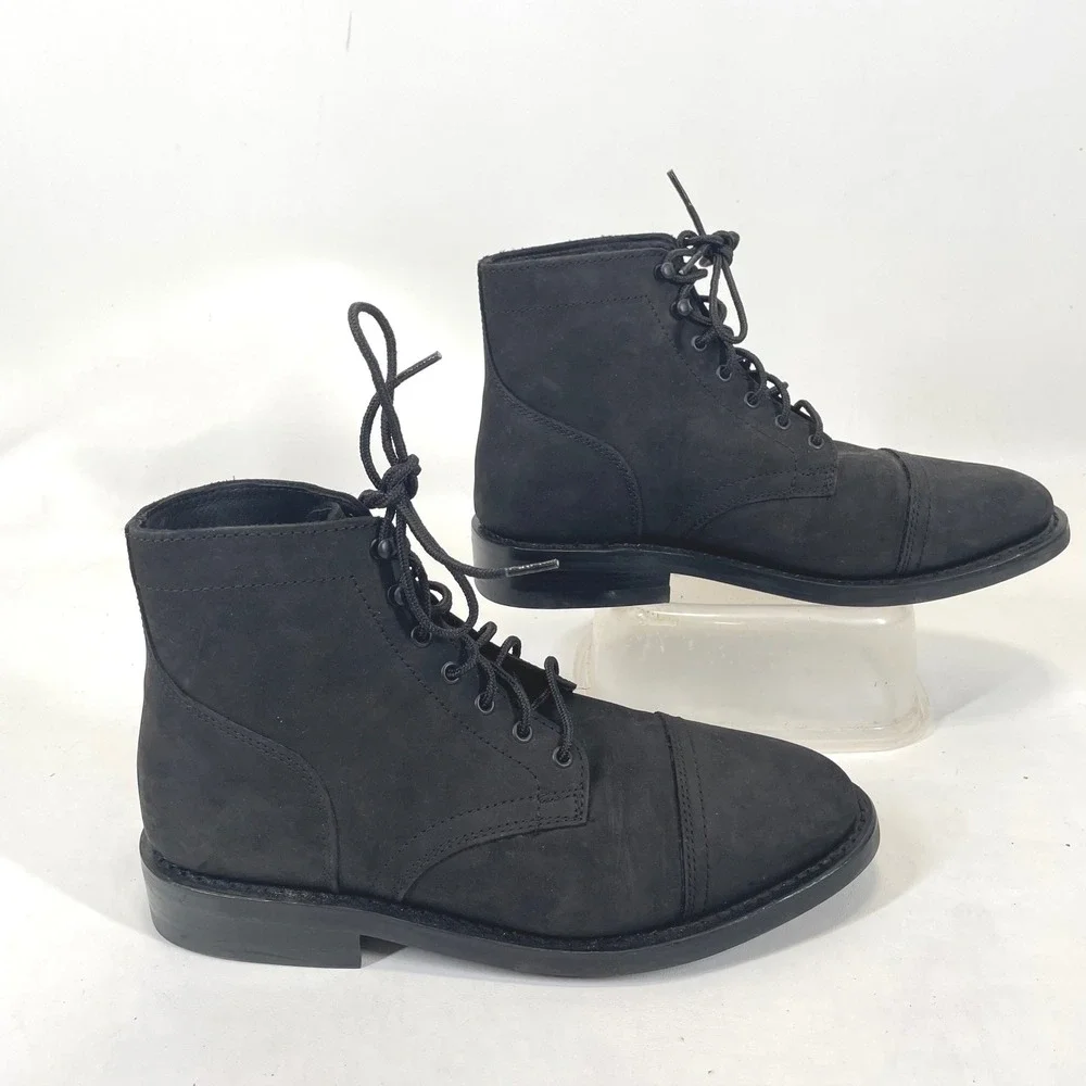 Thursday Boot Co Captain Matte Black Rugged Leather Cap Toe Boots Mens 10 US