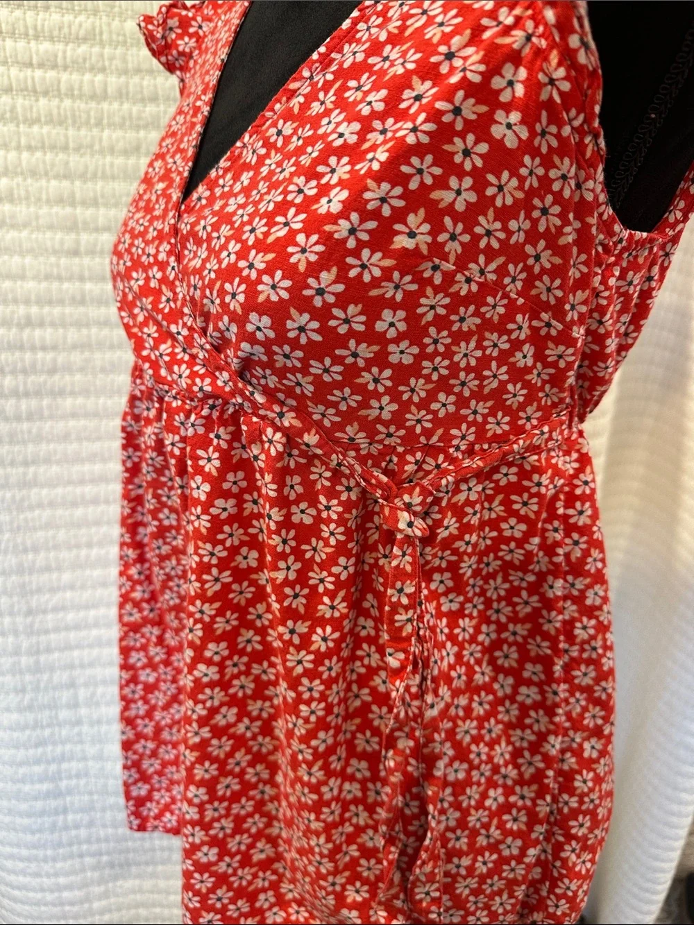 Old Navy Red Floral Wrap-Style Blouse