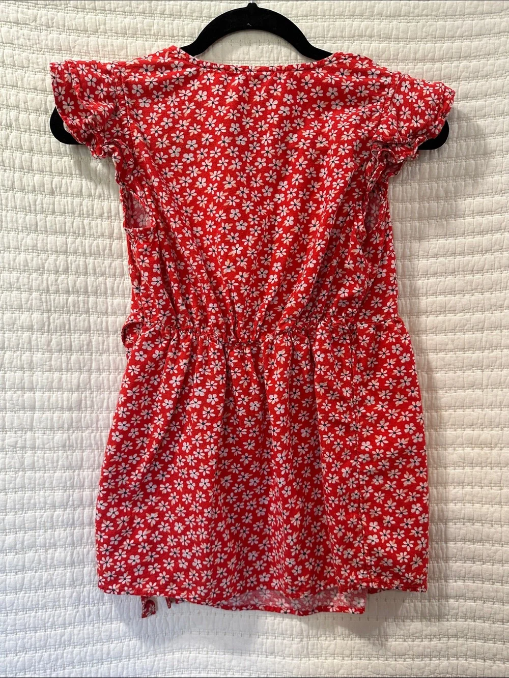 Old Navy Red Floral Wrap-Style Blouse